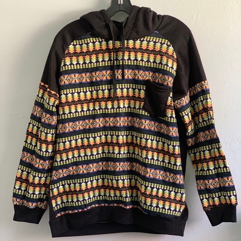 ZYFG Free XL Aztec Orange Yellow Green Hoodie